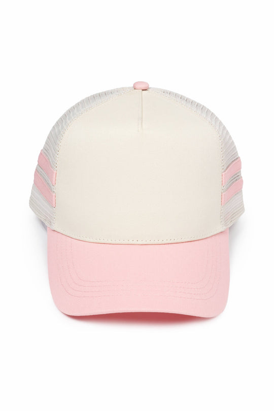 Retro Stripe Mesh Trucker Cap: Black