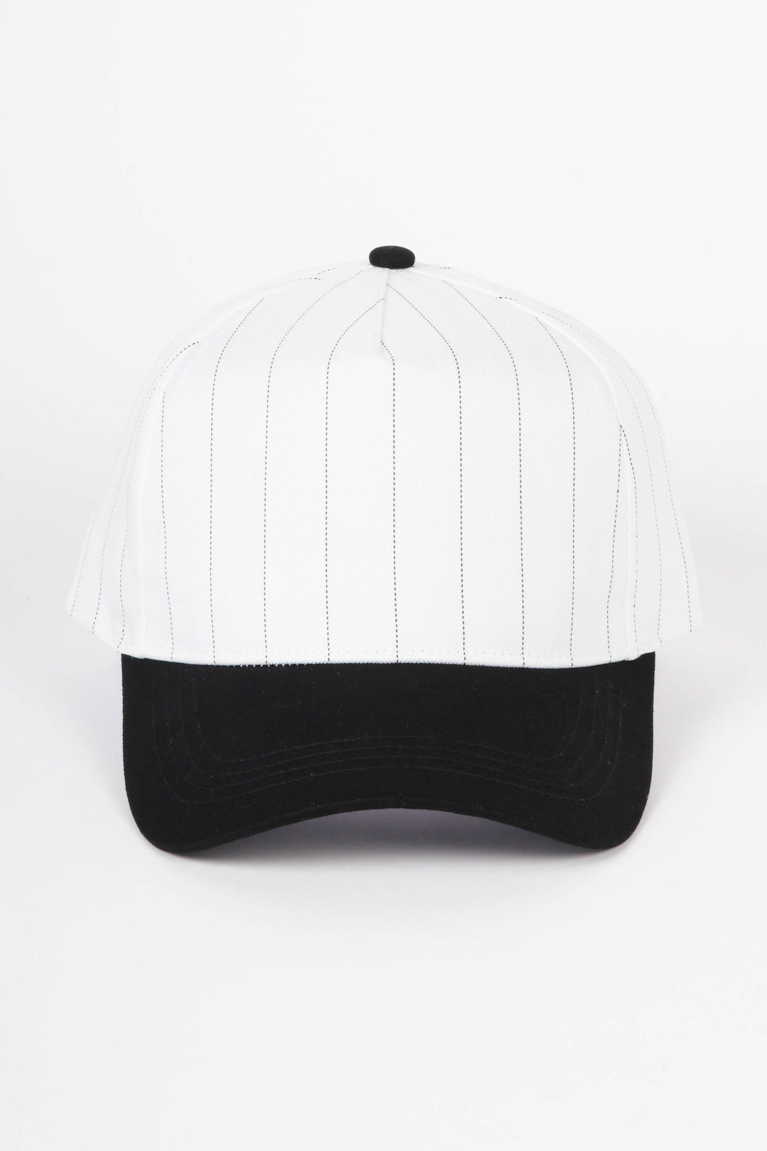 Pinstripe Two-Tone Baseball Cap: Black