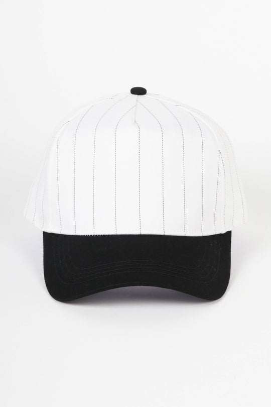 Pinstripe Two-Tone Baseball Cap: Black