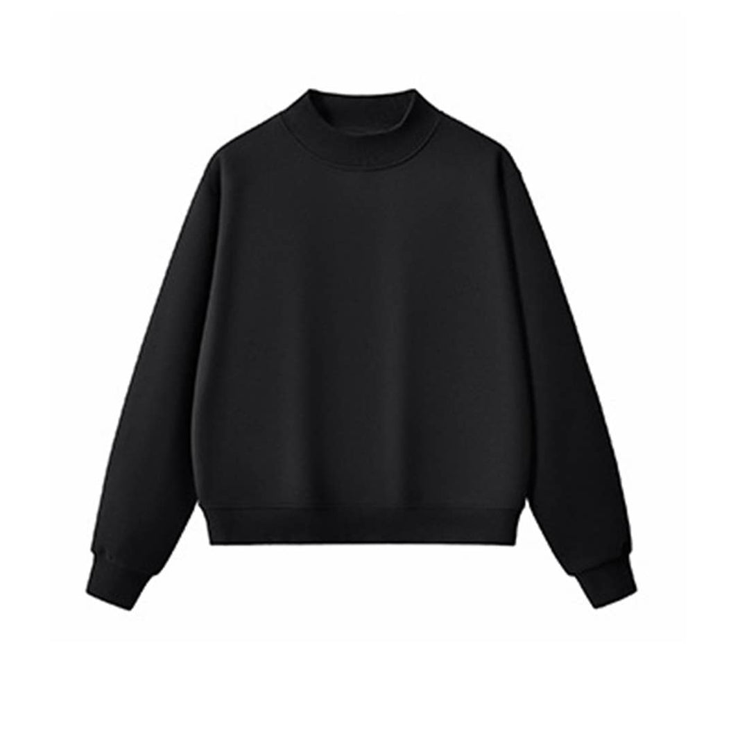Unisex Fall Cozy Fleece Mock Neck Sweatshirt: White / M
