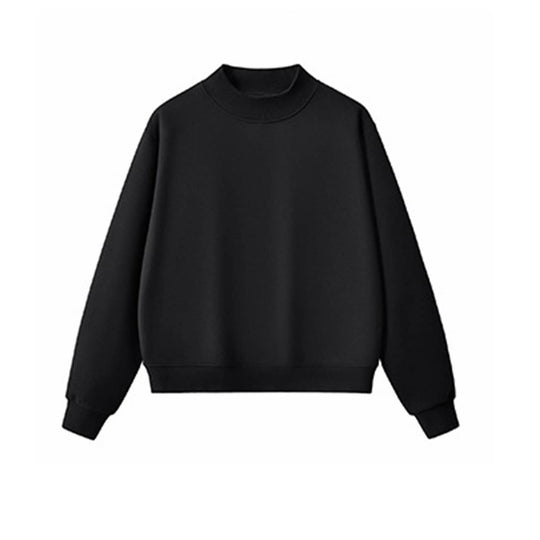 Unisex Fall Cozy Fleece Mock Neck Sweatshirt: White / M