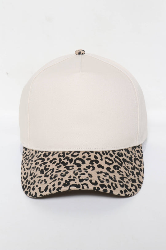 5 Panels with Leopard Print Brim 5 Panel Caps: Leopard