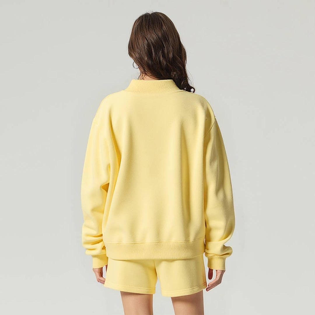 Unisex Fall Cozy Fleece Mock Neck Sweatshirt: White / M