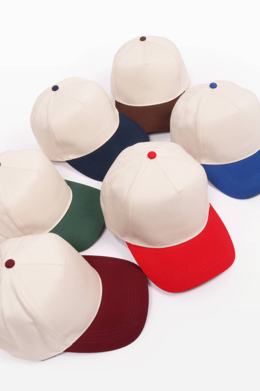 5 Panel Cotton Two-Tone Caps: Brown