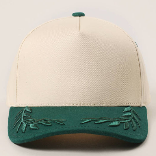 Plain Two Tone Canvas Cotton Bay Leaf Trucker Hat: BLU / One Size
