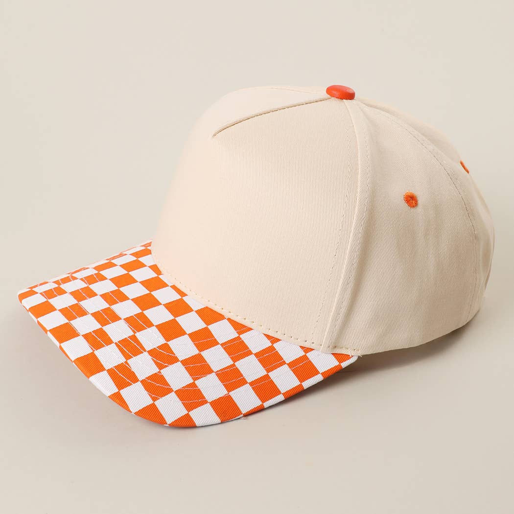 CHECKERBOARD Brim Two-Tone Trucker Hat: BLK / ONE SIZE