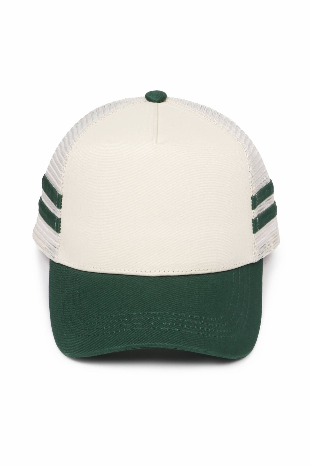 Retro Stripe Mesh Trucker Cap: Black