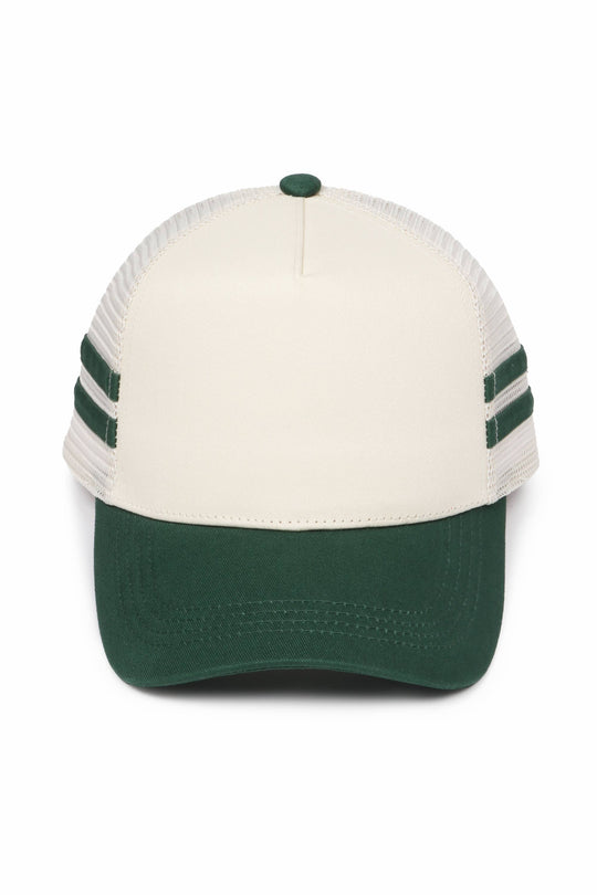 Retro Stripe Mesh Trucker Cap: Black