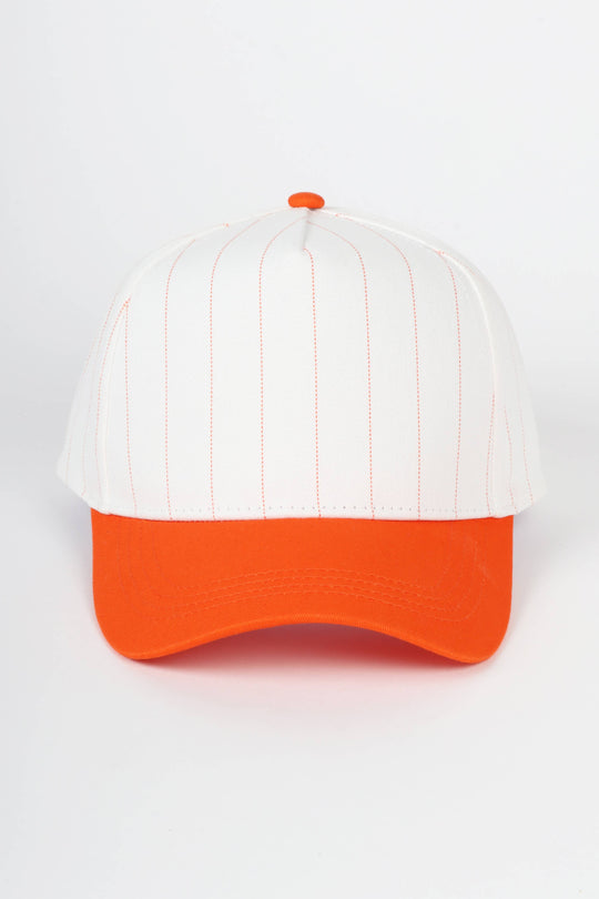 Pinstripe Two-Tone Baseball Cap: Black