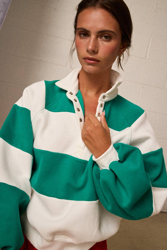 PT16060-3 - Everly Striped Pullover: GREEN / S-M-L (2-2-2)