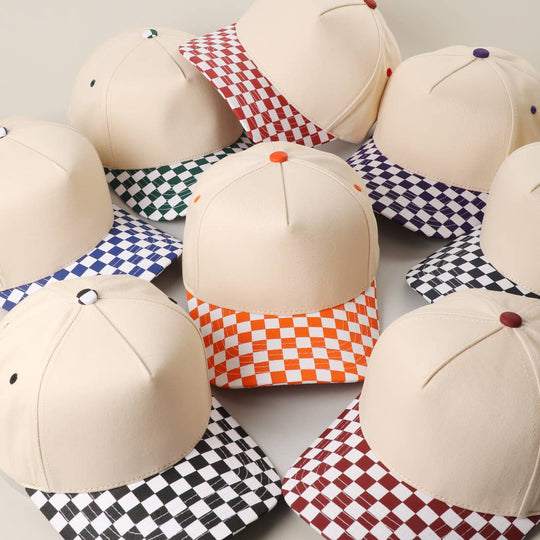 CHECKERBOARD Brim Two-Tone Trucker Hat: DGN / ONE SIZE
