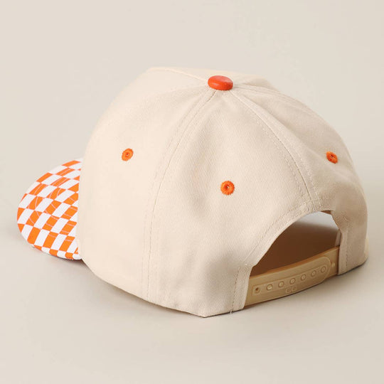 CHECKERBOARD Brim Two-Tone Trucker Hat: PUP / ONE SIZE