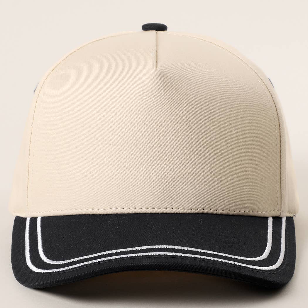 Double Stitched Plain Two Tone Canvas Cotton Trucker Hat: BEIGE / One Size