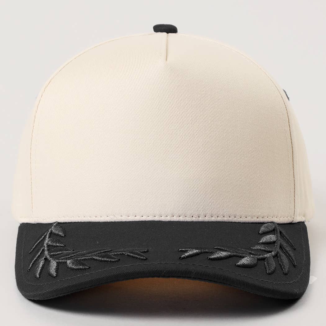 Plain Two Tone Canvas Cotton Bay Leaf Trucker Hat: BLU / One Size