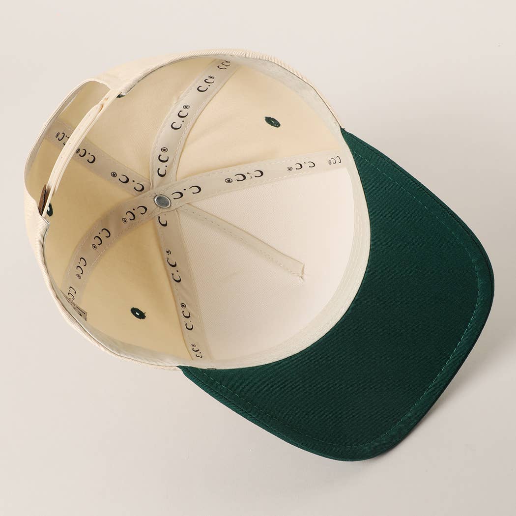 Double Stitched Plain Two Tone Canvas Cotton Trucker Hat: BLACK / One Size