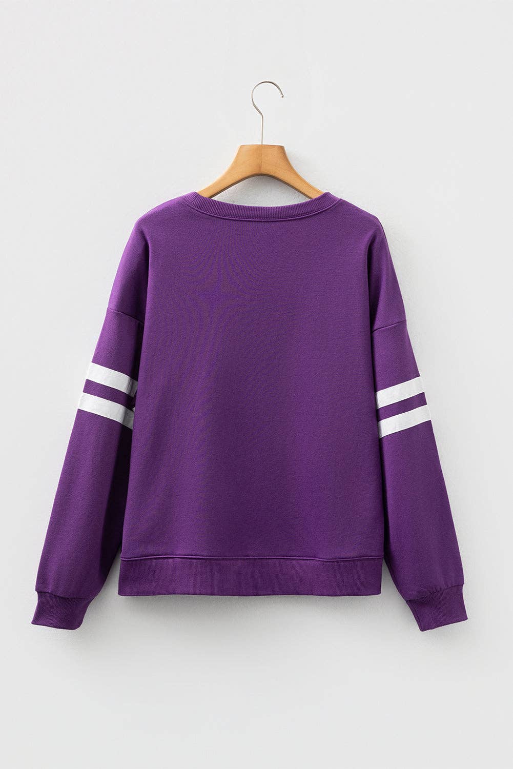 Varsity Stripe Drop Shoulder Oversized Women’s Sweatshirt: Fiery Red / 65%Polyester+35%Cotton / M