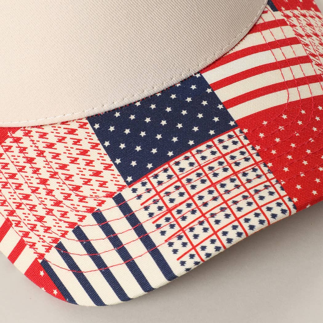 Americana Patchwork Brim Trucker Hat: MULTI / ONE SIZE