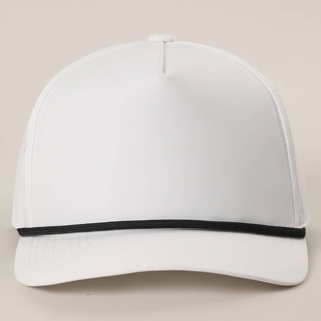 Solid Color 5 Panel Premium Materials Trucker Hat: WHITE/BLACK / One Size