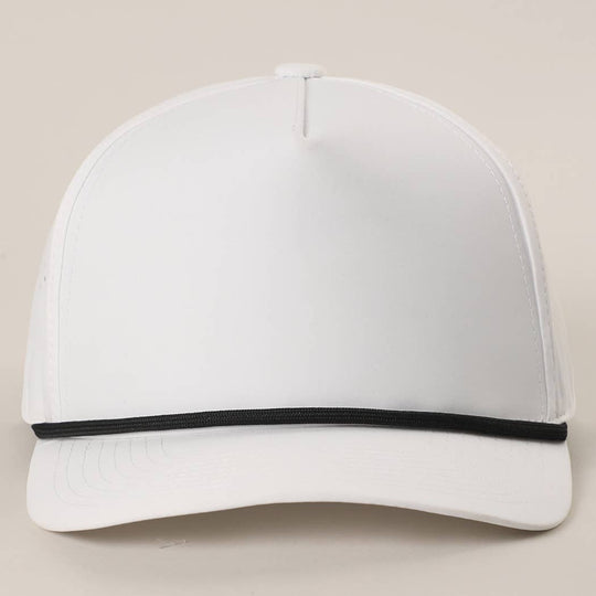 Solid Color 5 Panel Premium Materials Trucker Hat: WHITE/BLACK / One Size