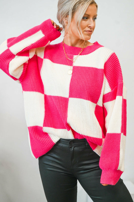 Checkered Sweater - Friends Market Boutique