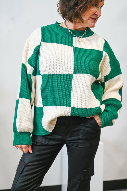 Checkered Sweater - Friends Market Boutique