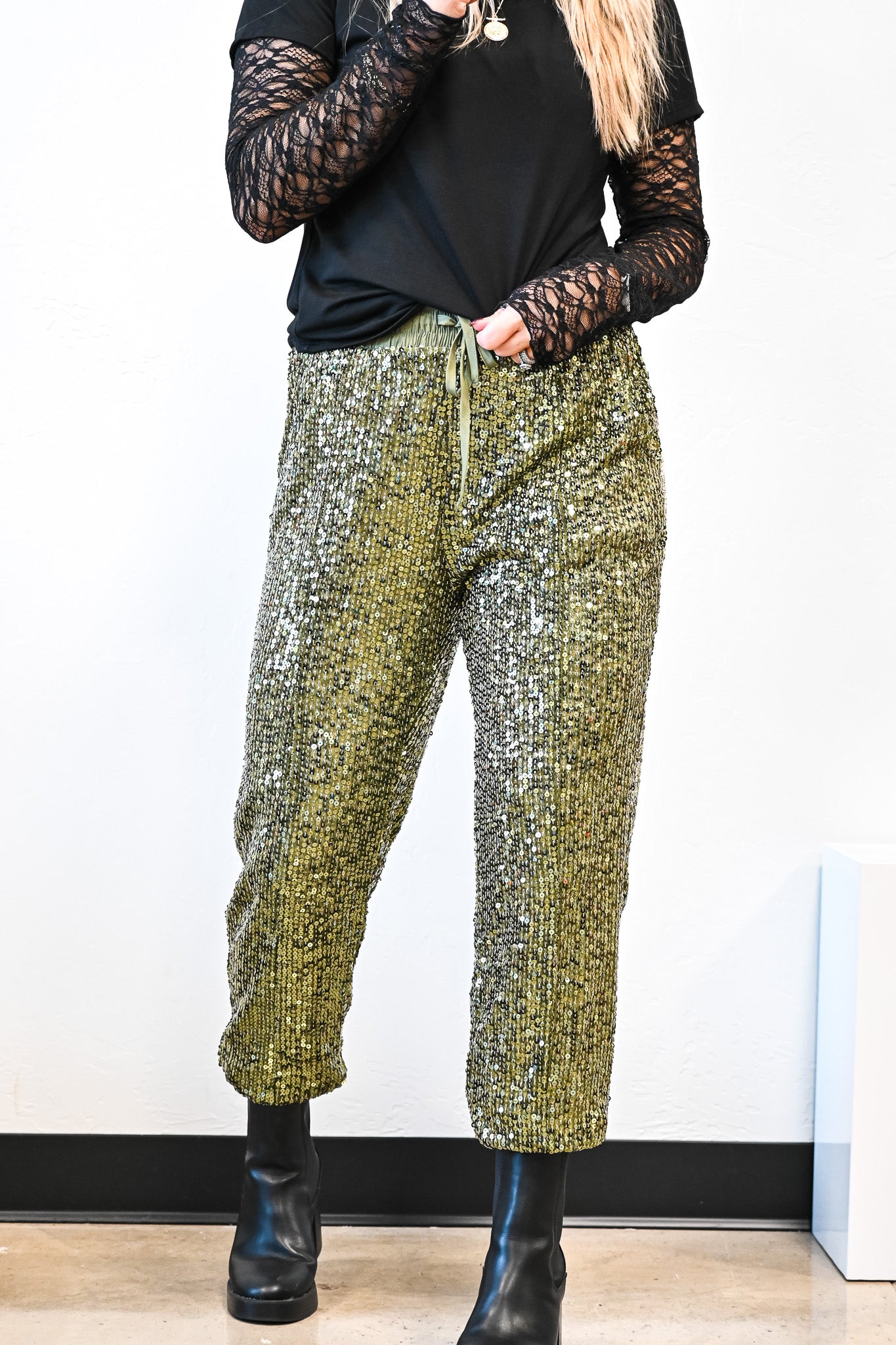 Sequin Joggers w/ Pockets - Friends Market Boutique