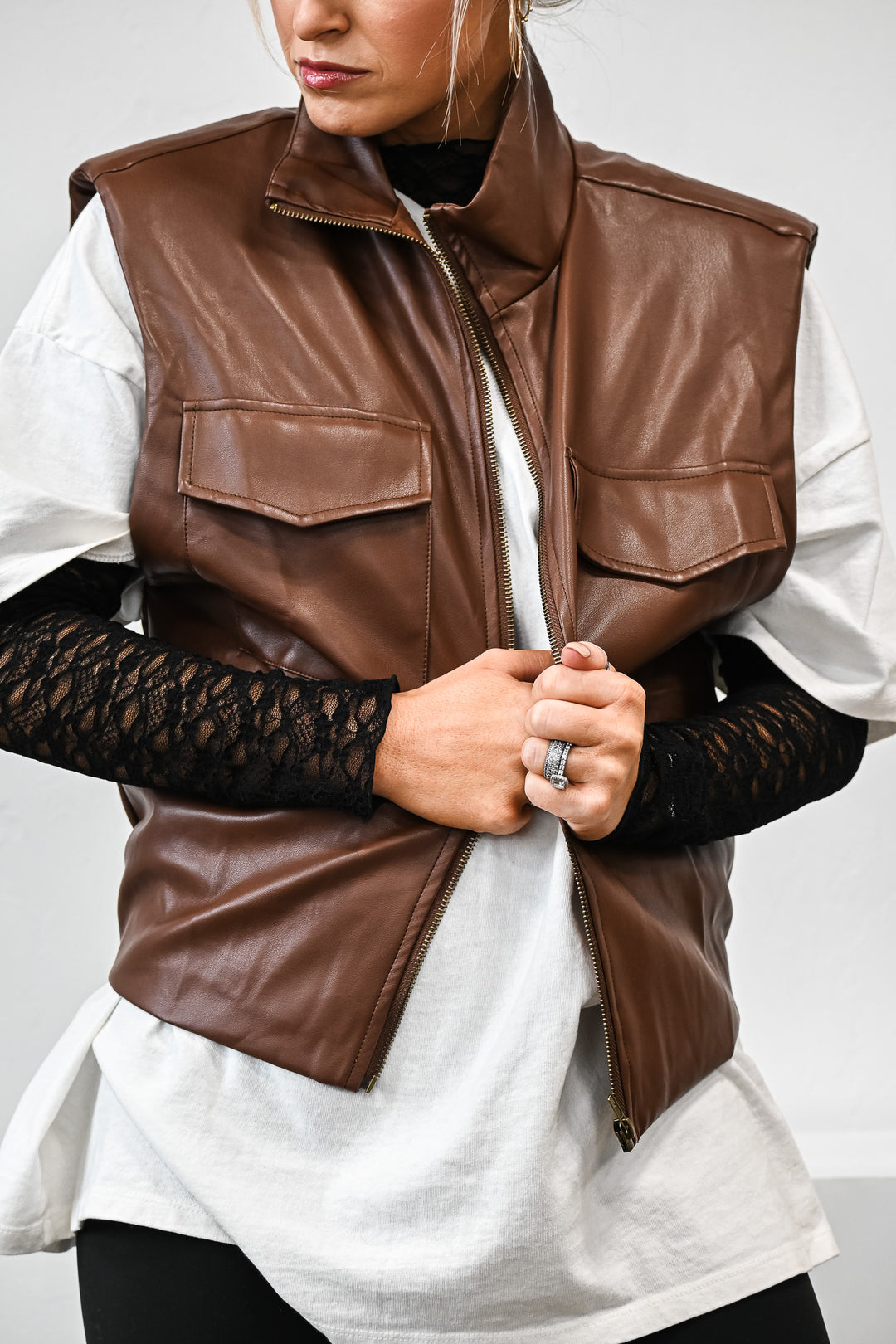 Zayna Faux Leather Vest - Friends Market Boutique