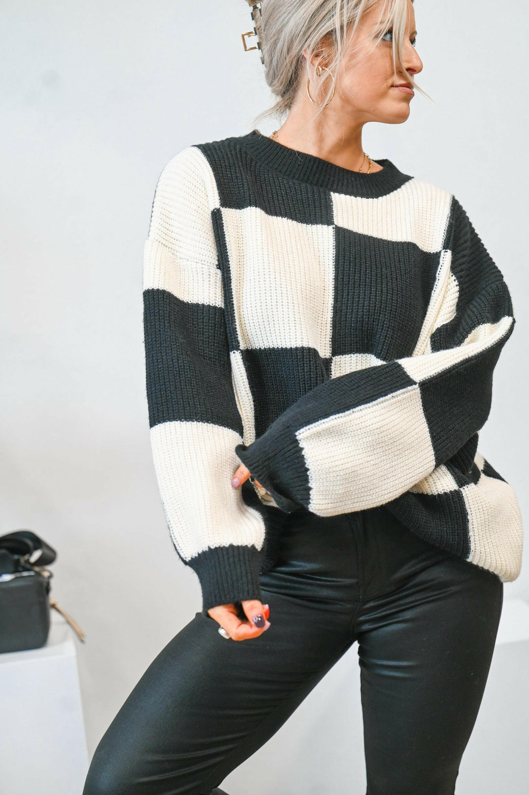 Checkered Sweater - Friends Market Boutique