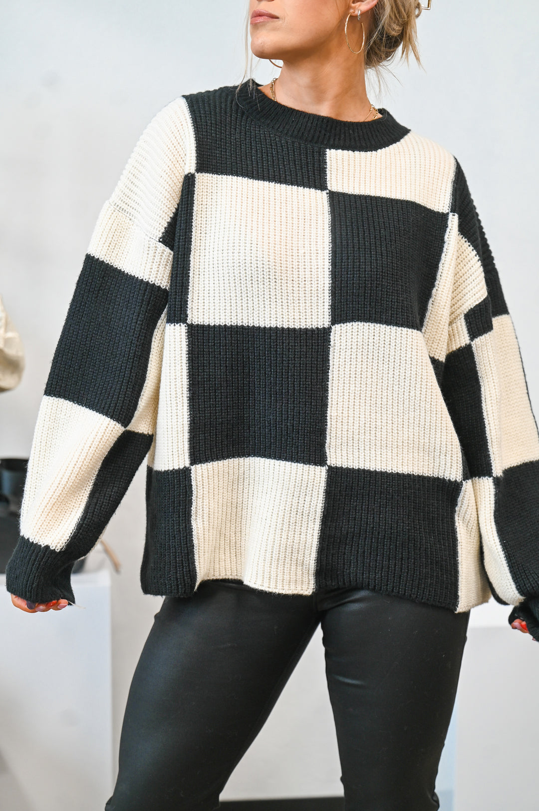 Checkered Sweater - Friends Market Boutique