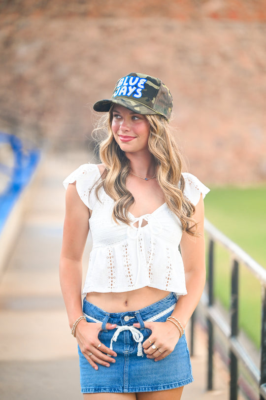 #12 Camo Bluejays Sparkle Hat