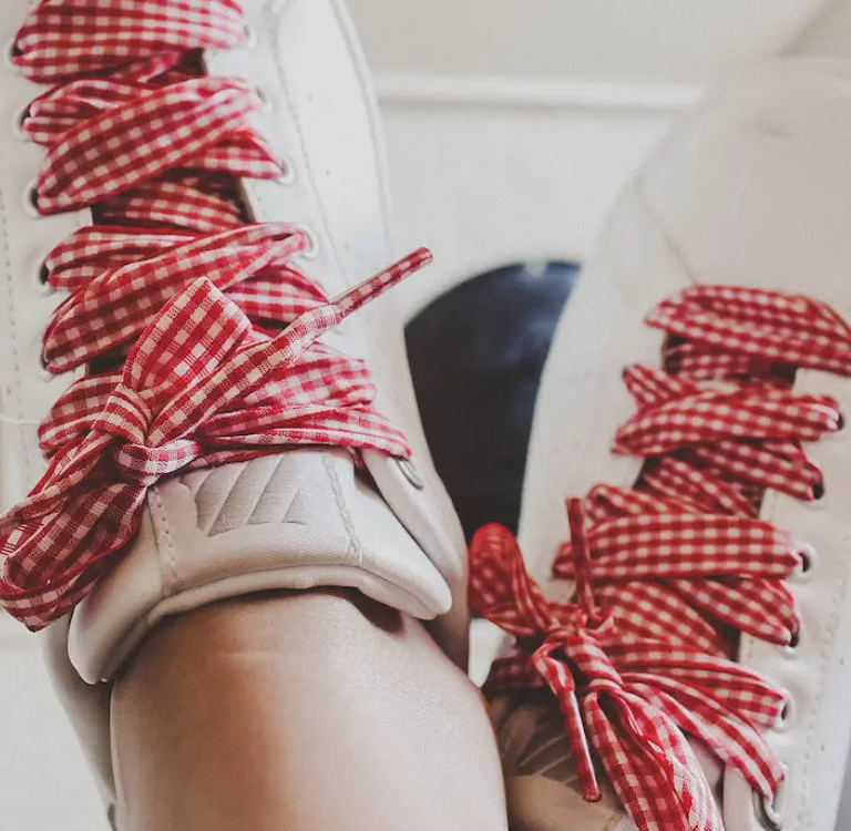 Red Vichy Print Shoelaces