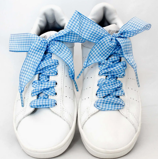 Blue Vichy Print Shoelaces