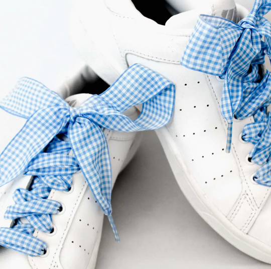 Blue Vichy Print Shoelaces