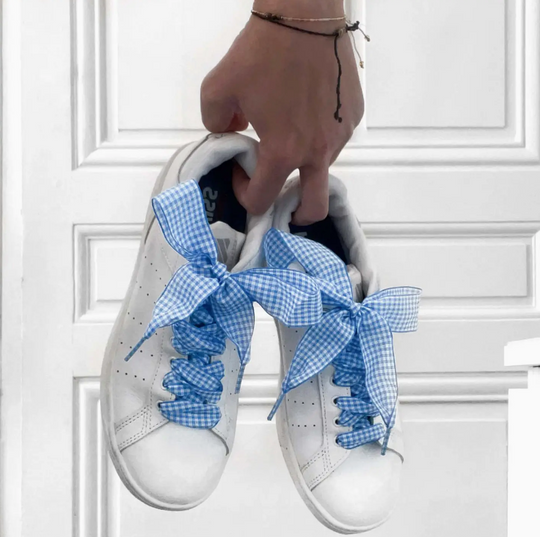 Blue Vichy Print Shoelaces