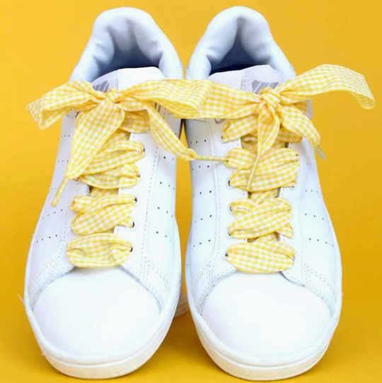 Yellow Vichy Print Shoelaces