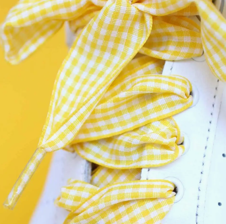 Yellow Vichy Print Shoelaces