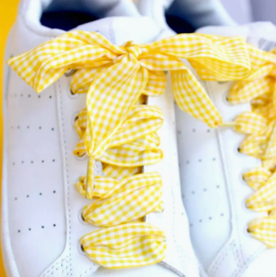 Yellow Vichy Print Shoelaces