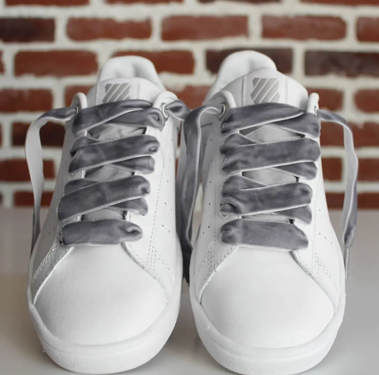 Grey Velvet Shoelaces