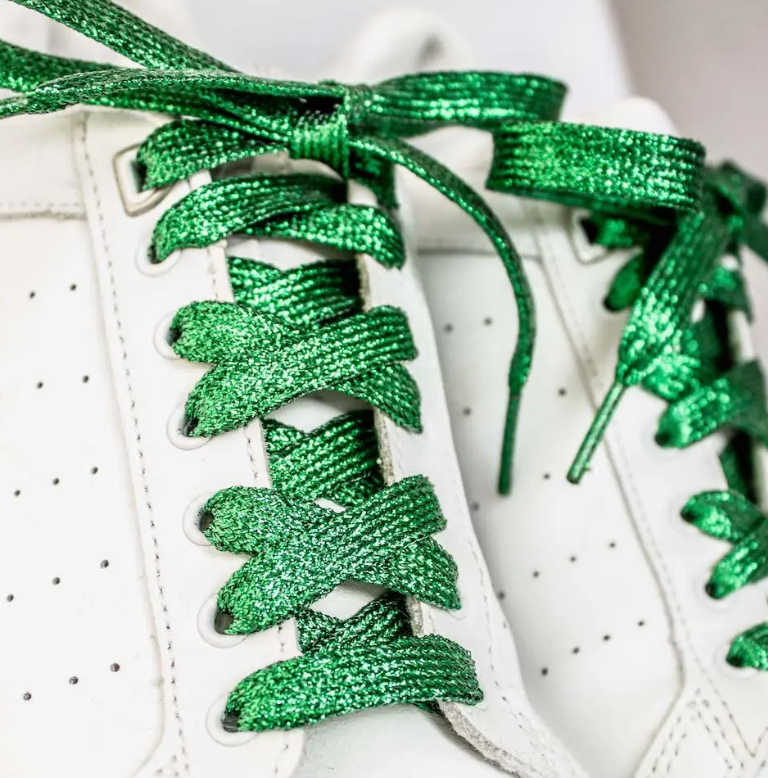 Green Glitter Shoelaces