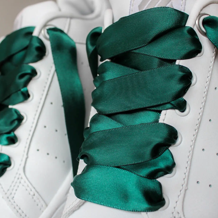 Green Satin Shoelaces