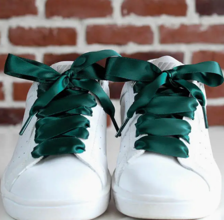 Green Satin Shoelaces