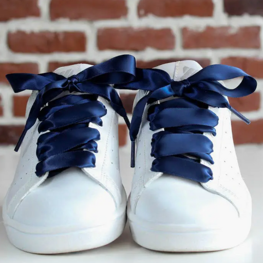 Navy Satin Shoelaces