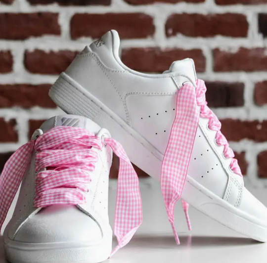 Pink Vichy Print Shoelaces