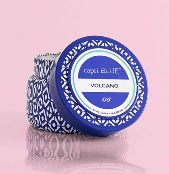 Volcano Pattern Play Printed Travel Tin Capri Blue 8.5oz