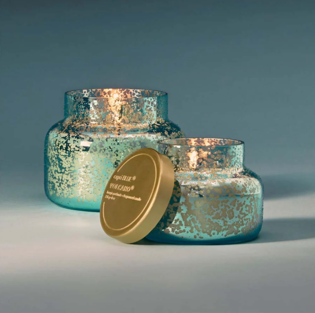 Capri Blue Blue Textured Mercury Signature Candle Volcano 19oz