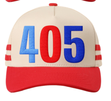 RED SIDE STRIPE HAT 405 PUFF
