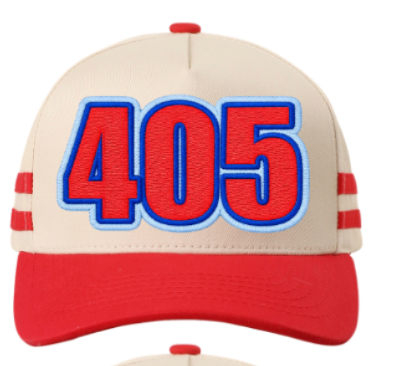 RED SIDE STRIPE HAT OUTLINED 405