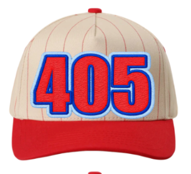 RED PINSTRIPE HAT OUTLINED 405