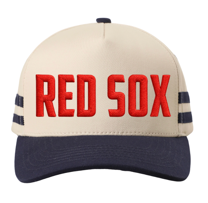 NAVY SIDE STRIPE RED SOX PUFF CUSTOM HAT