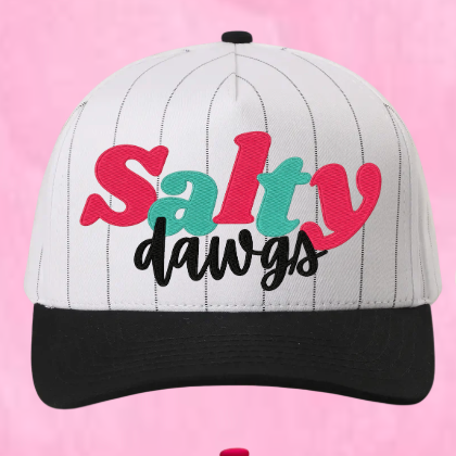 WHT/BLK PINSTRIPE SALTY DAWGS STACKED SD CUSTOM